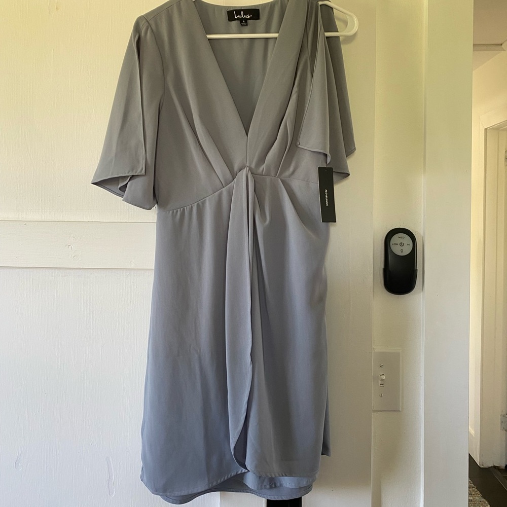 Light blue Lulus plunge mini dress